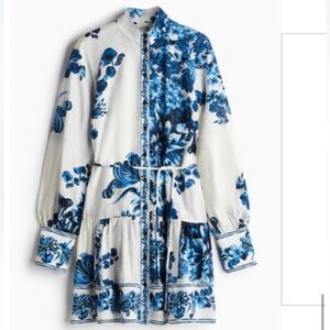 H&M Blue Floral Long Sleeve Dress